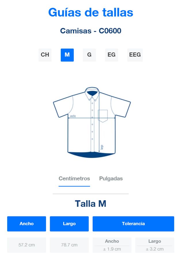 Camisa de Mezclilla Manga Corta para Caballero · 100% Algodón