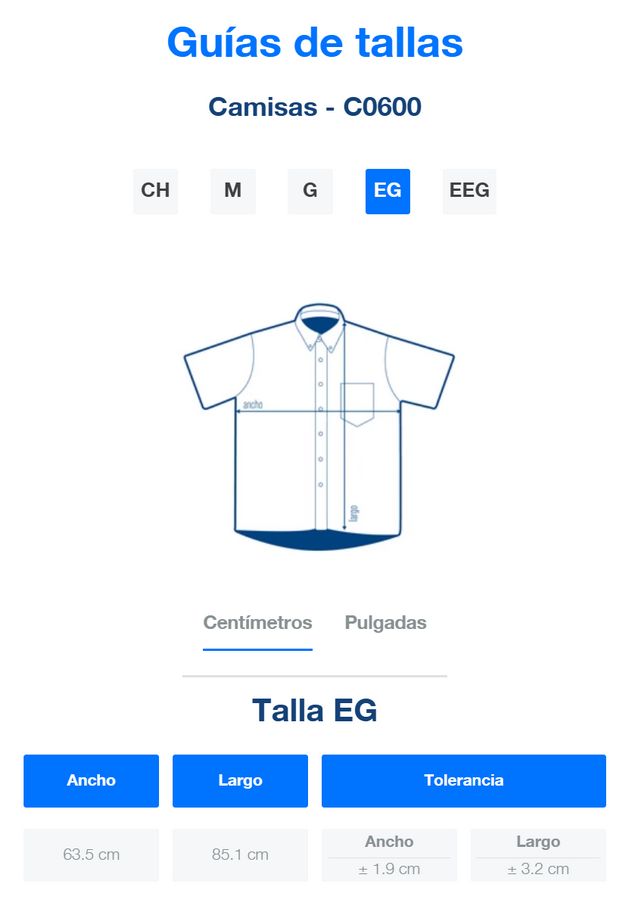 Camisa de Mezclilla Manga Corta para Caballero · 100% Algodón