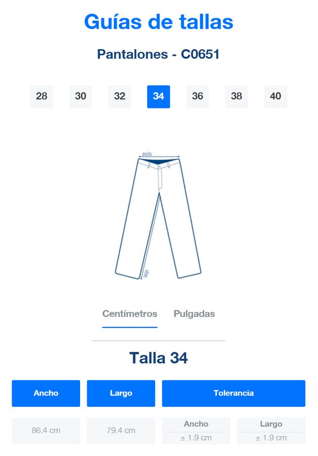 Pantalón de Mezclilla para Caballero · 100% Algodón